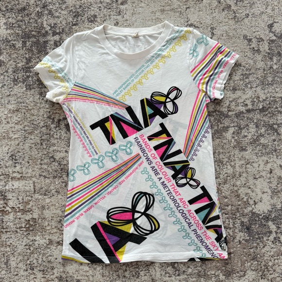 TNA Tops - Aritzia TNA Graphic Tee White Rainbow Print Casual T-Shirt Size L
